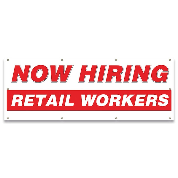 Now Hiring Retail Workers Banner Apply Inside Accepting Application Single Sided